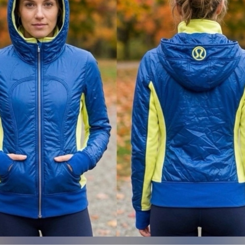 Lululemon Uba Hoodie Jacket Blue & Neon Yellow
